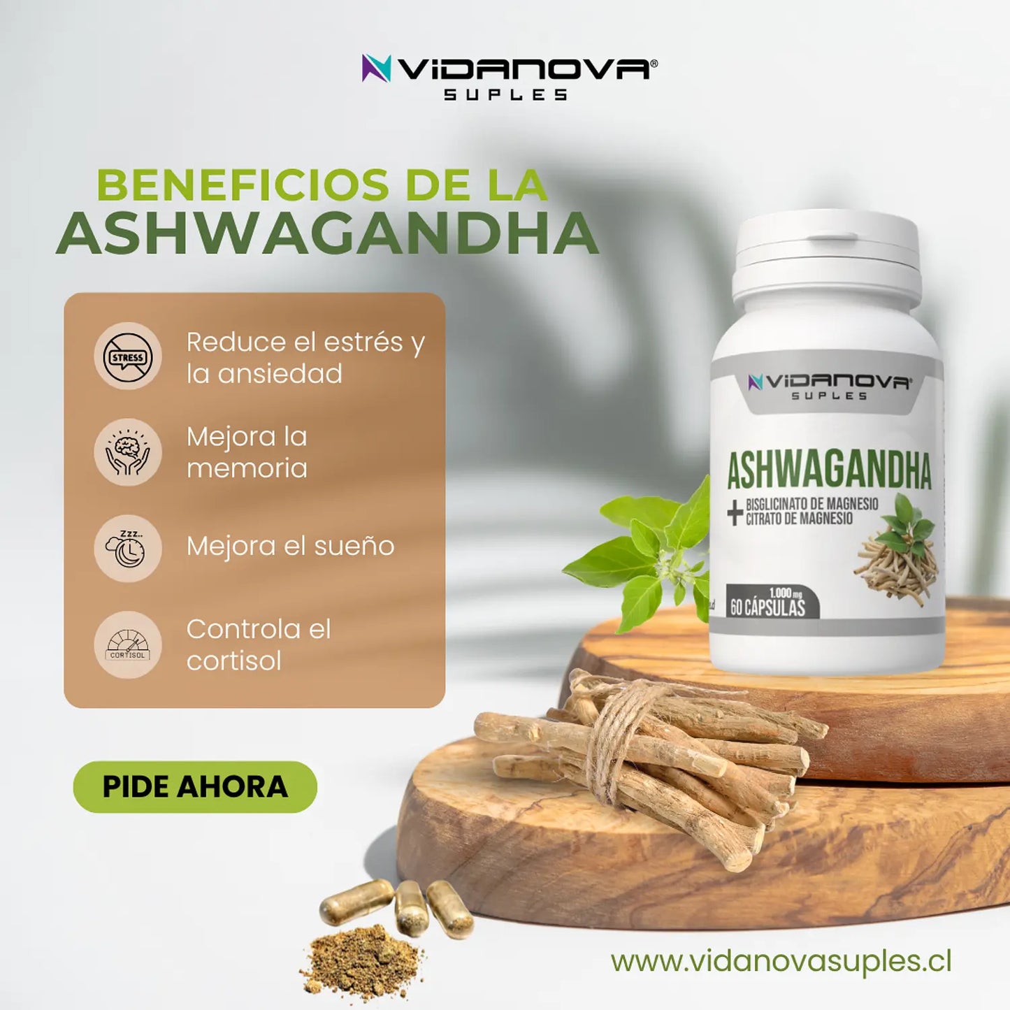 Ashwagandha + Magnesio 1000 mg 60 CAPS